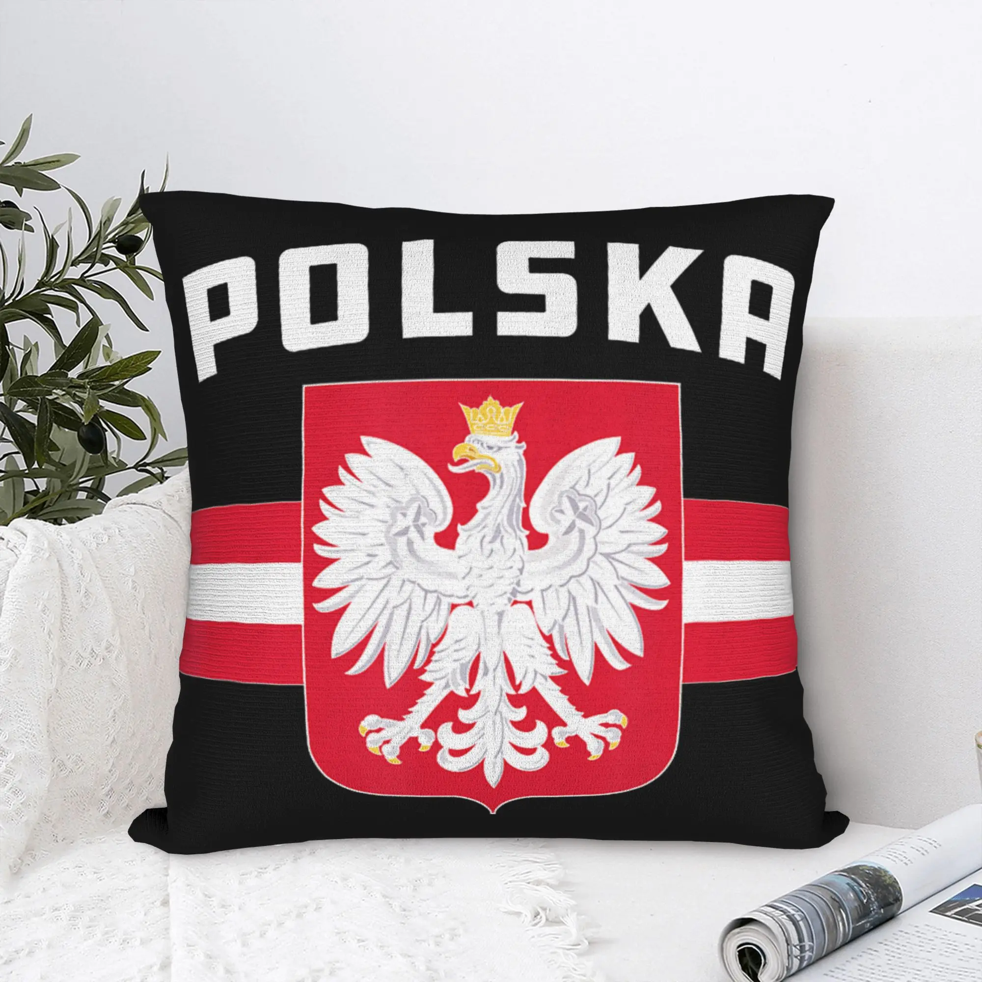 Print Polish Eagle Coat of Arms Poland Pillowcase Polyester Cushion Cover Decoration Polska Throw Pillow Case Cover Home Zipper