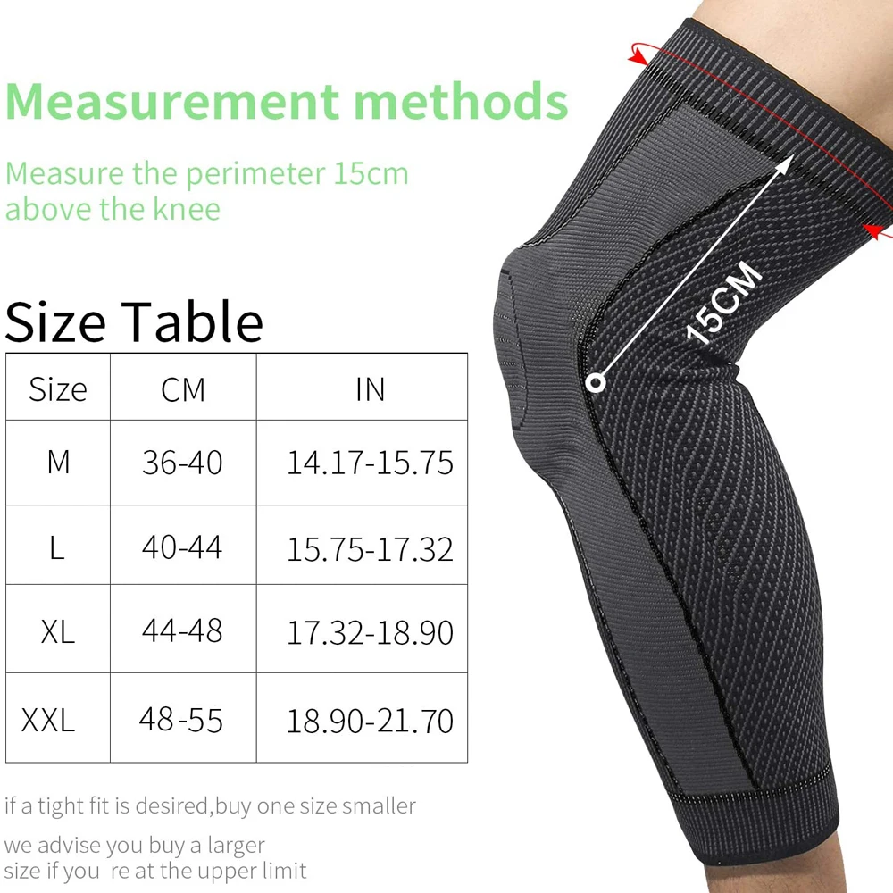 1Pair Full Leg Sleeves Long Compression Knee Sleeves Protect Leg,for Arthritis Cycling Sport,Reduce Varicose Veins Swelling