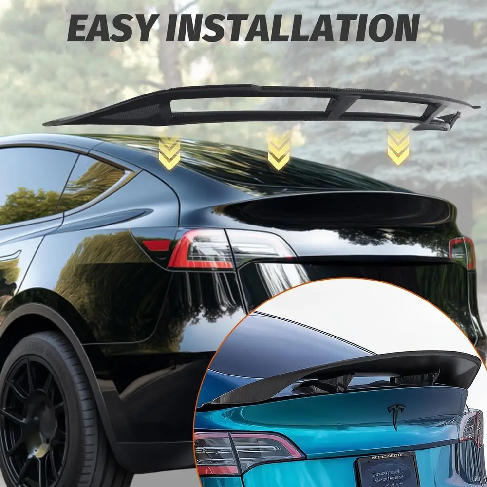 يناسب طراز تسلا Y 2020 2021 2022 2024 جناح سبويلر خلفي ، ملحقات نموذج Y عالية الأداء GT نمط ألياف الكربون