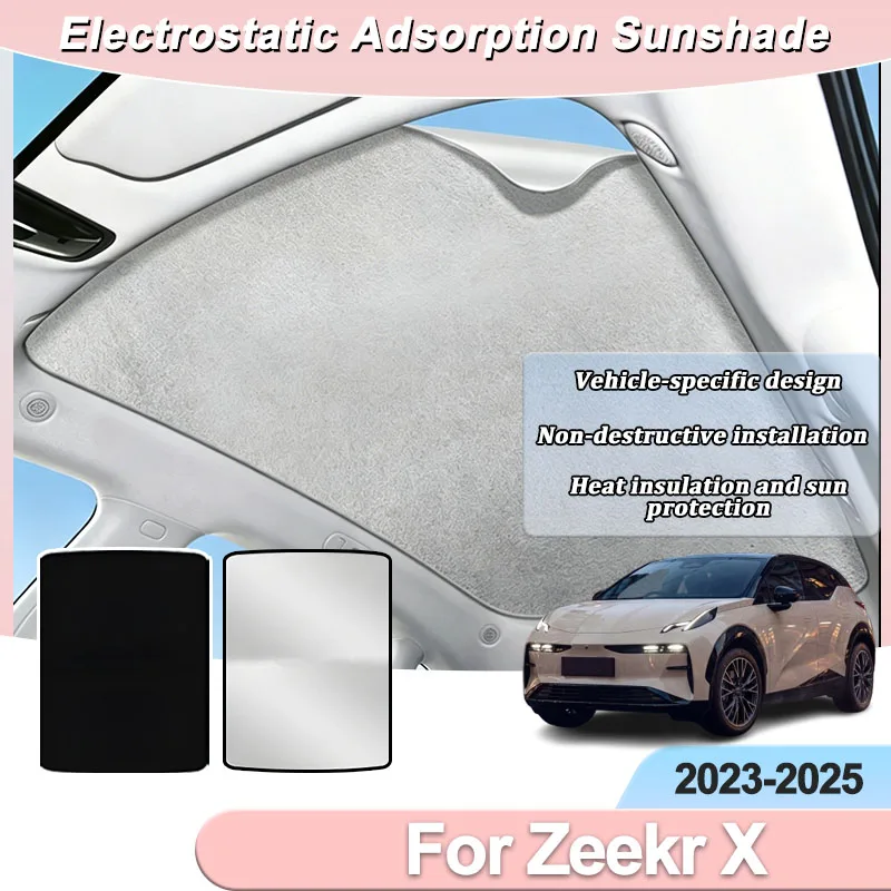 Sunroof For Zeekr X Accessories 2023 2024 2025 Car Roof Sunshades Electrostatic Adsorption Cover Skylight Part Sticker Protector