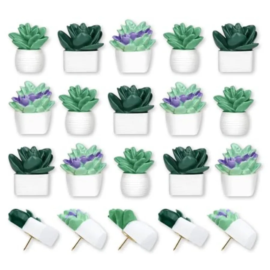 

20 Pieces Succulent Plants Floret Thumbtacks for Cork Board, Bulletin Boards, Photo Walls, Maps, Whiteboard, Bulletin Board and