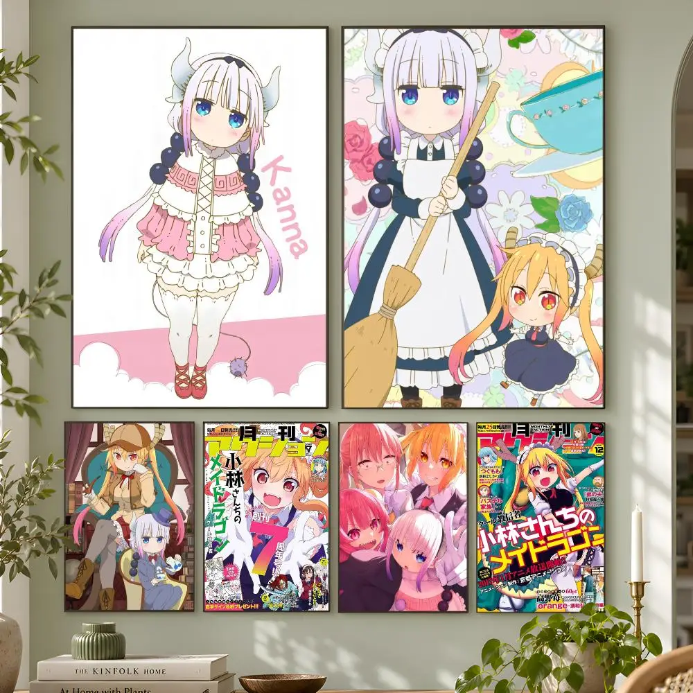 Anime Miss Kobayashis Dragon Kobayashi Kanna Poster Wall Art Home Decor Living Room Bedroom Office Dorm Apartment Gift