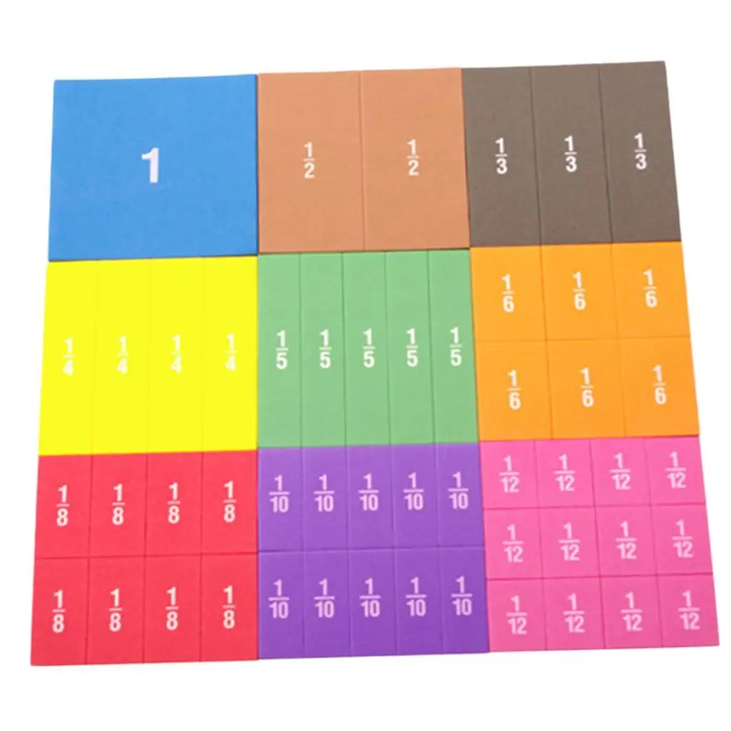 Fraction Strips Montessori Toys for Kids Math Cubes Educational Counting Tiles with Numbers Fractions Learning Manipulatives for