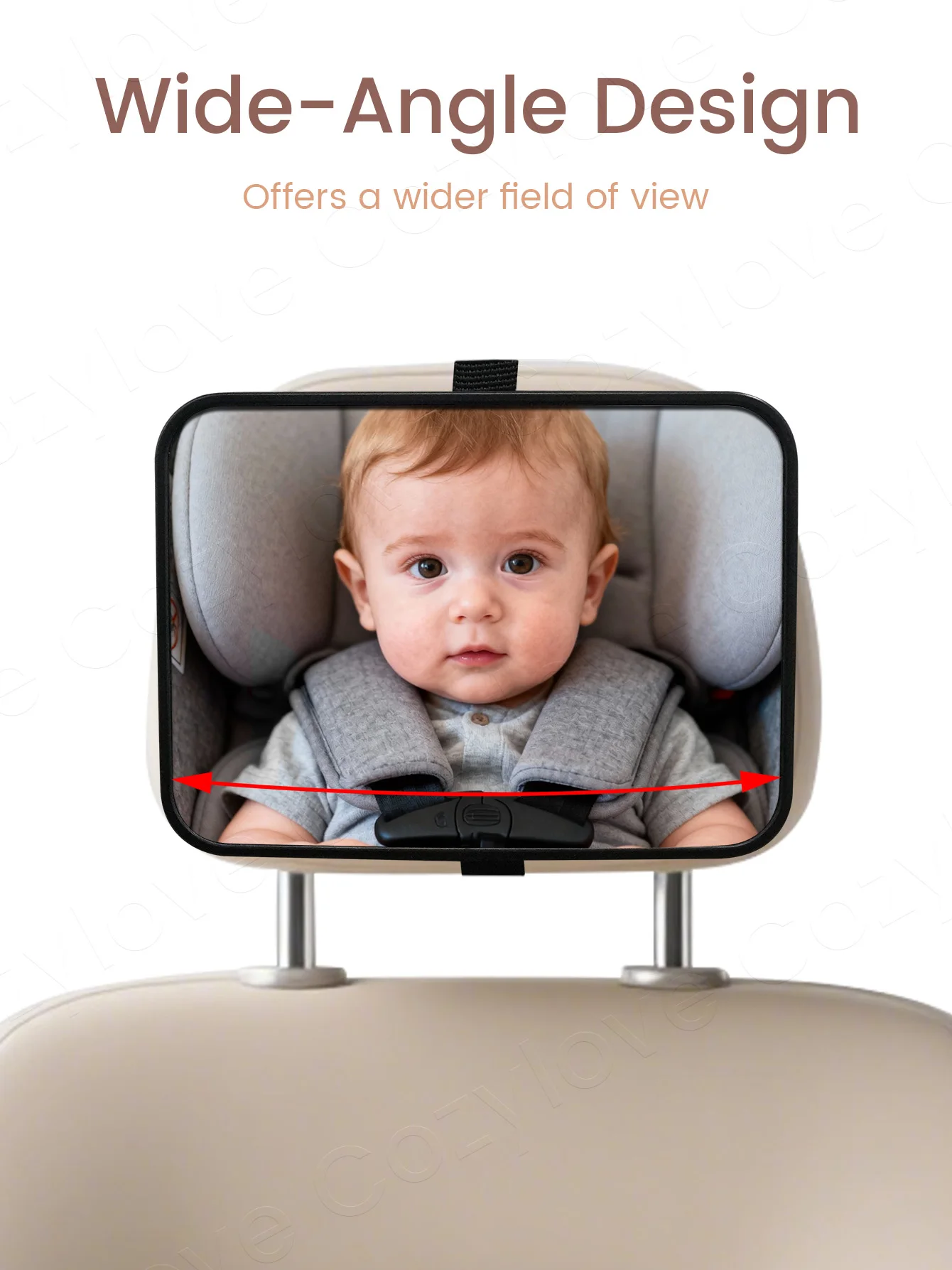 مرآة سيارة للأطفال مقاومة للكسر - مرآة مراقبة خلفية بزاوية واسعة مع أحزمة قابلة للتعديل، تصميم محدب للأمان