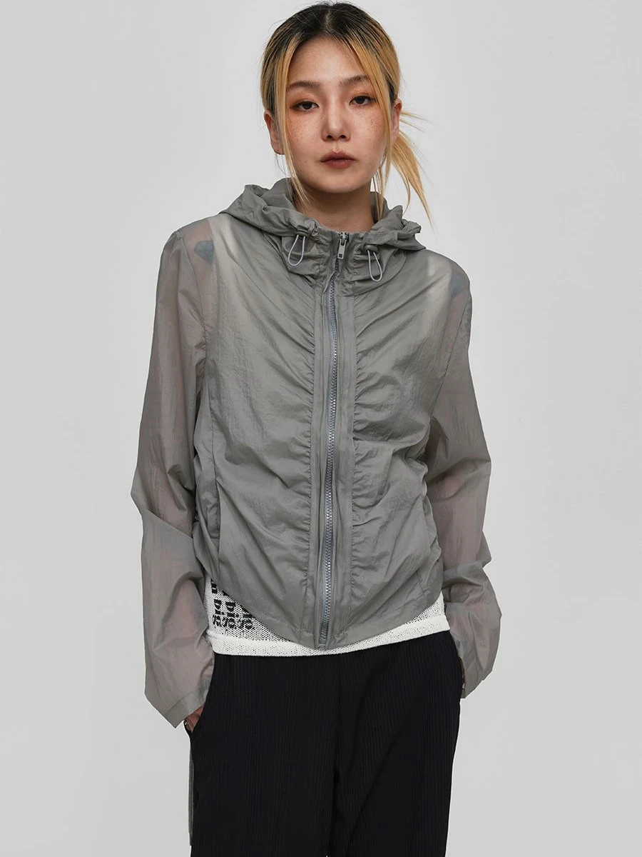 

Women Lightweight Uv Protection Hooded Jacket Summer Long Sleeve Nylon Streetwear Sexy Casual Outdoor Fashion