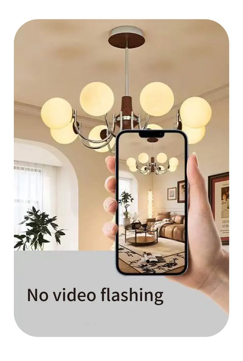 Glass Globe E27 Chandelier Living Room Wood Pendant