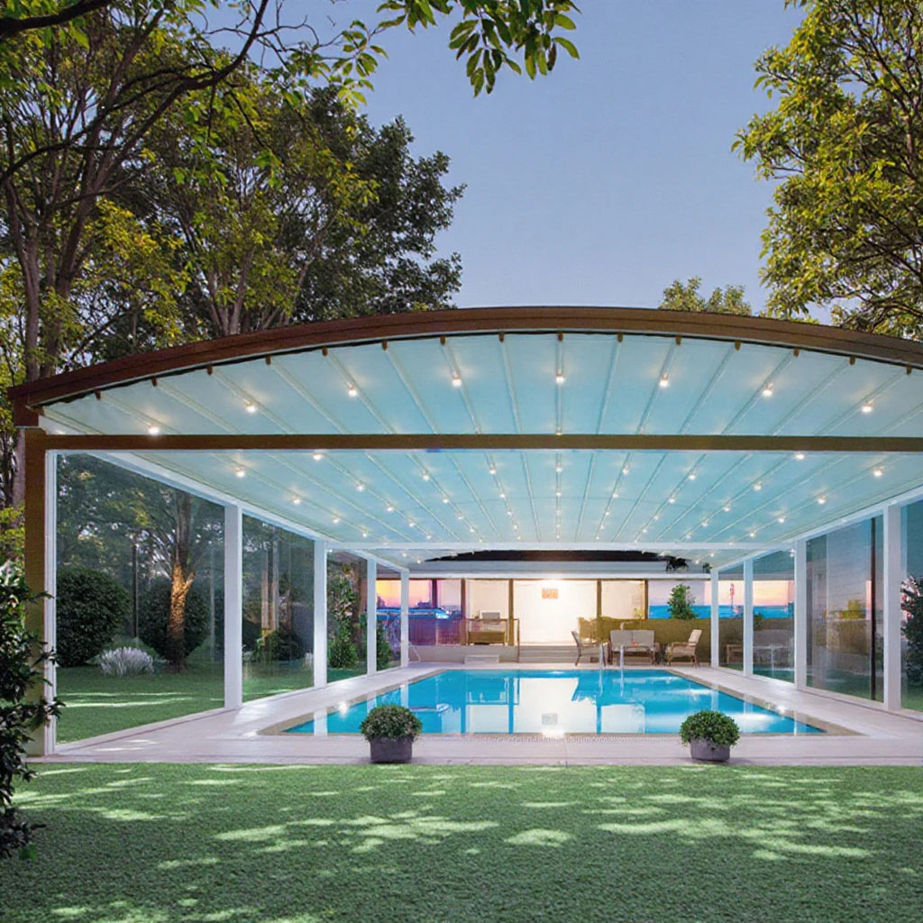 مصنع مخصص بالجملة الملحقات مقاوم للماء الكهربائية تلسكوبي الألومنيوم العريشة في الهواء الطلق المظلة حديقة جناح #3