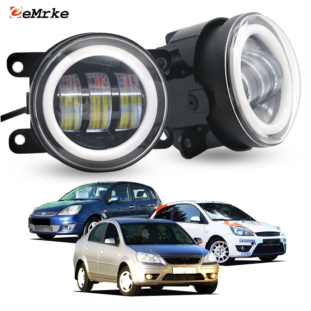 

Обновление светодиодных противотуманных фар PTF для Ford Fiesta V Fiesta ST Ikon 2005 2006 2007 2008, указатель поворота Halo White Angel Eye DRL Ring
