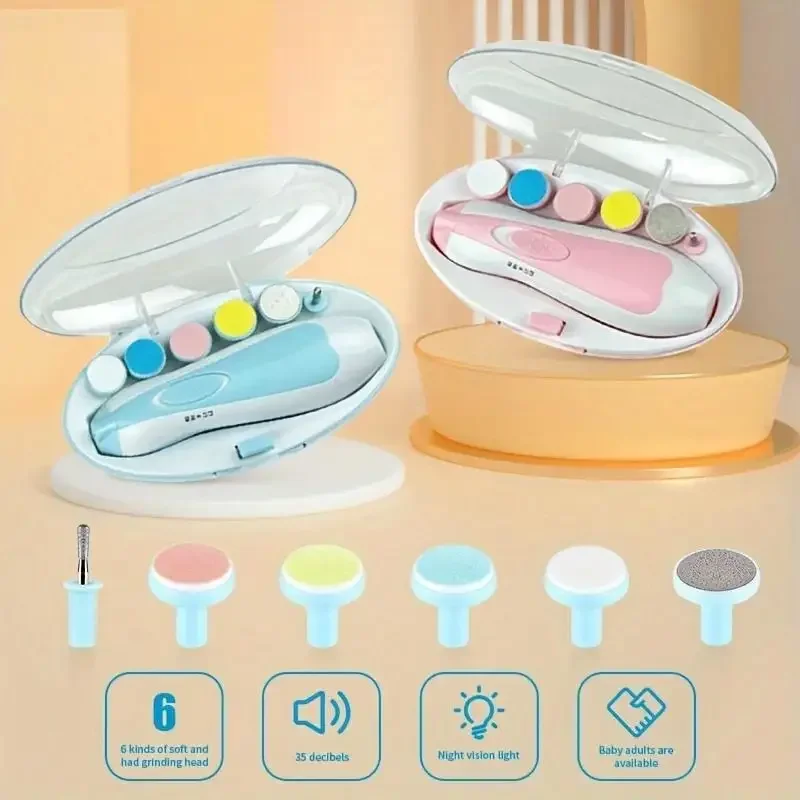 Manicure Suit Portable Grinder meat Nail Clipping Electric Anti-scratch Six-in-one Multi-head Baby Nail Children Anti