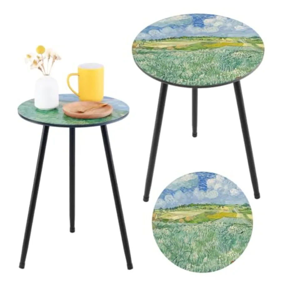 

Уличный приставной столик, комплект из 2-х столиков для патио, маленький круглый приставной столик для улицы, современный металлический приставной столик