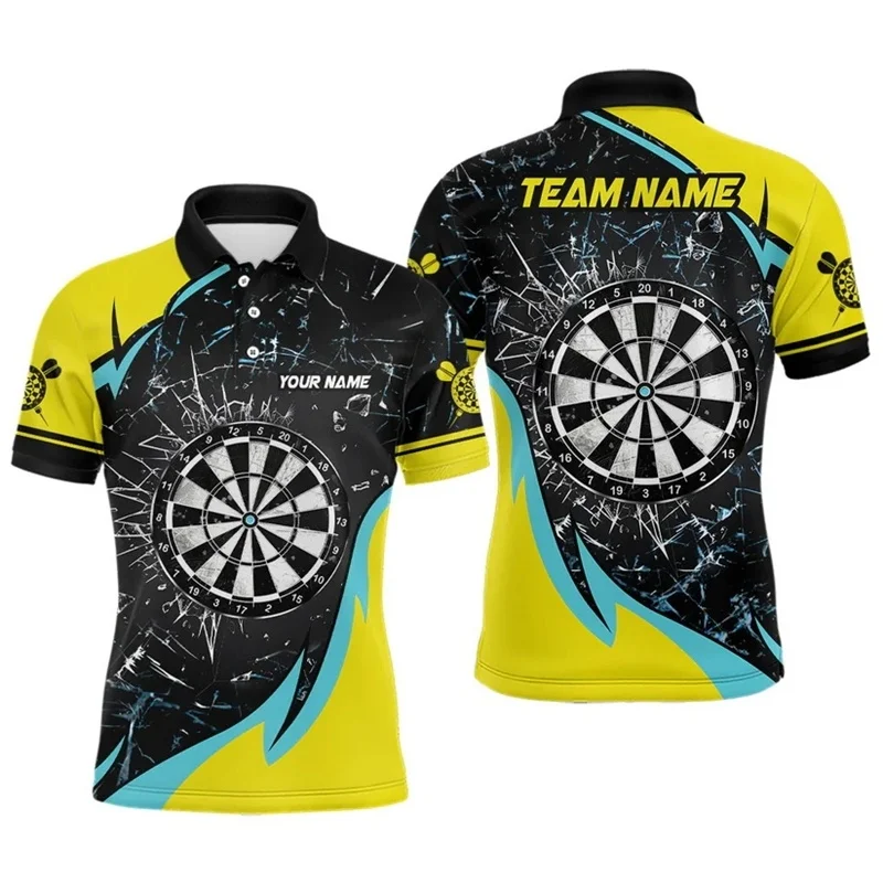 

Custom Team Name Men's Polo Shirts Fashion Creative Personality Design Dart Club Tees Loose Casual Button Lapel Short Sleeve Top