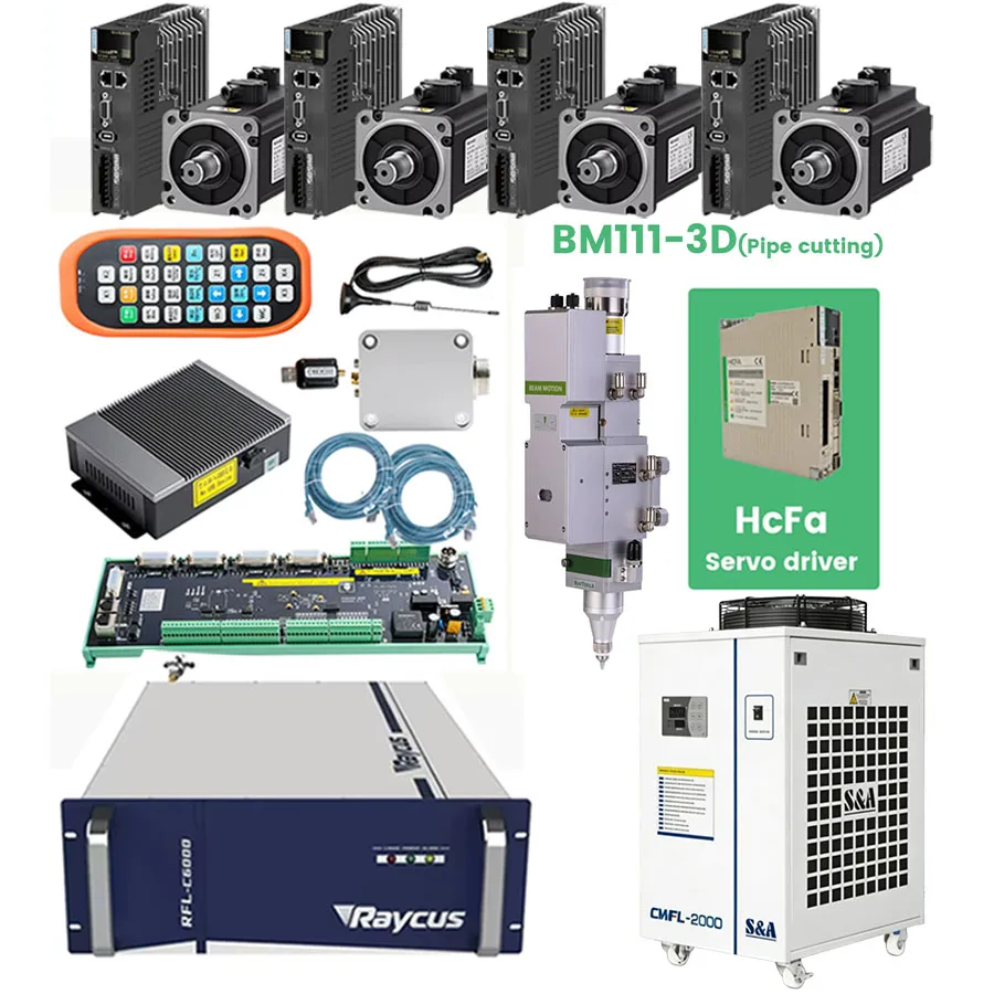 Raytools XC3000S laser cutting system BM111 fiber laser cutting head 3.3kw Huichuan servo, laser source 1.5KW/2KW/3kw/6KW chille
