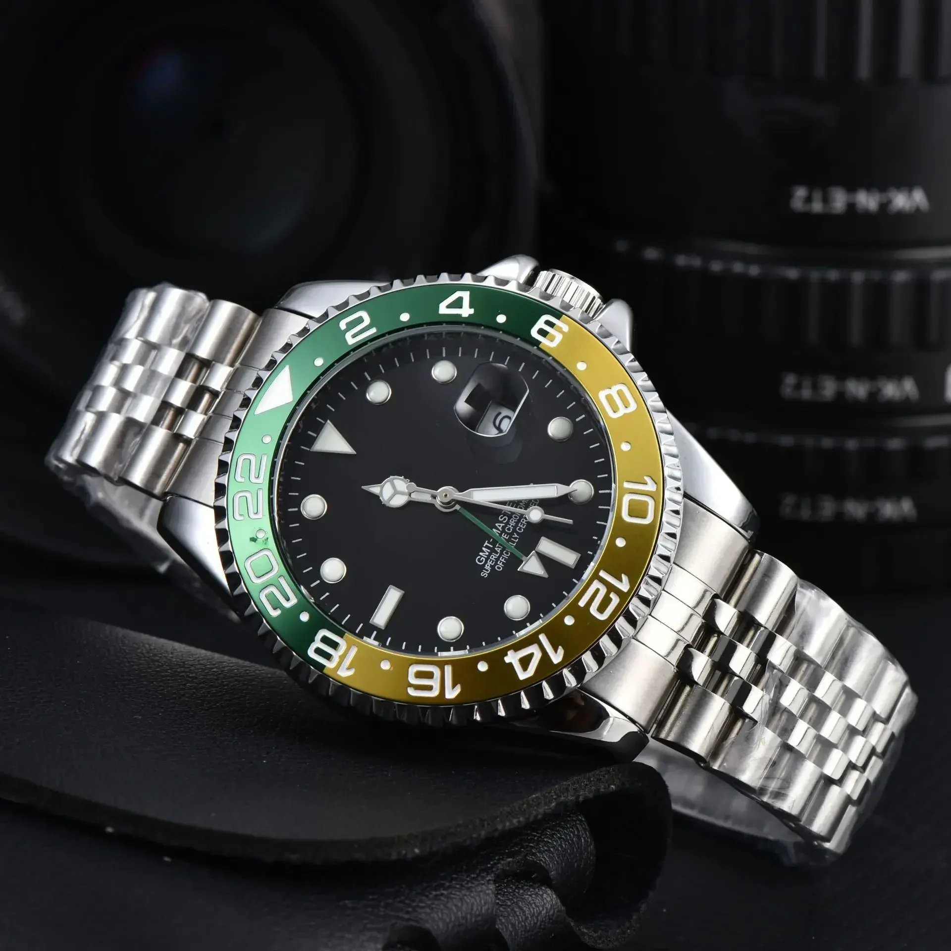 40mm rojo azul Pepsi Business Diver NH34 GMT reloj 100m impermeable cristal de zafiro NH34A relojes automáticos para hombres reloj hombre