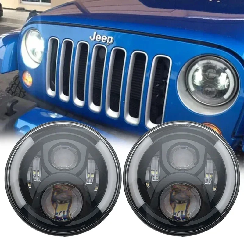 

12V 24V Car Headlight Work Spot LED Light Super Bright For Truck JEEP Hummer Accessories Off Road Spotlight Angel Eye