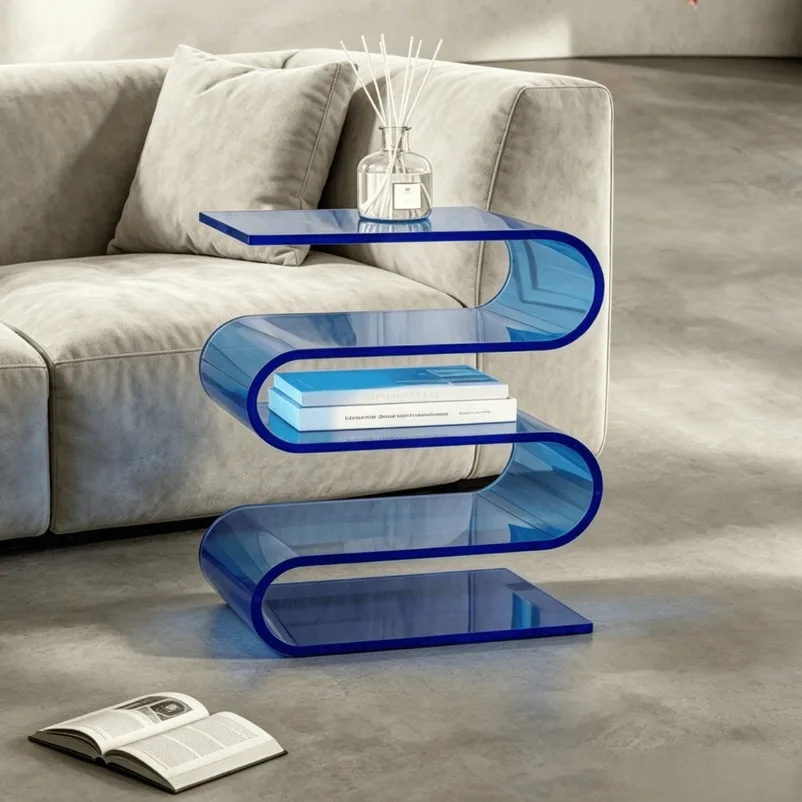 Acrylic Bedside Table Storage Cream Wind Transparent Sofa Edge Magazine Rack