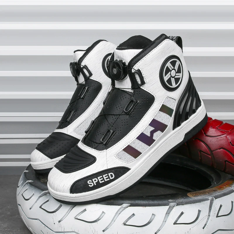 

Motorcycle protective riding boots men four seasons racing shoes high cut anti fall breathable cycling shoes travel equipment