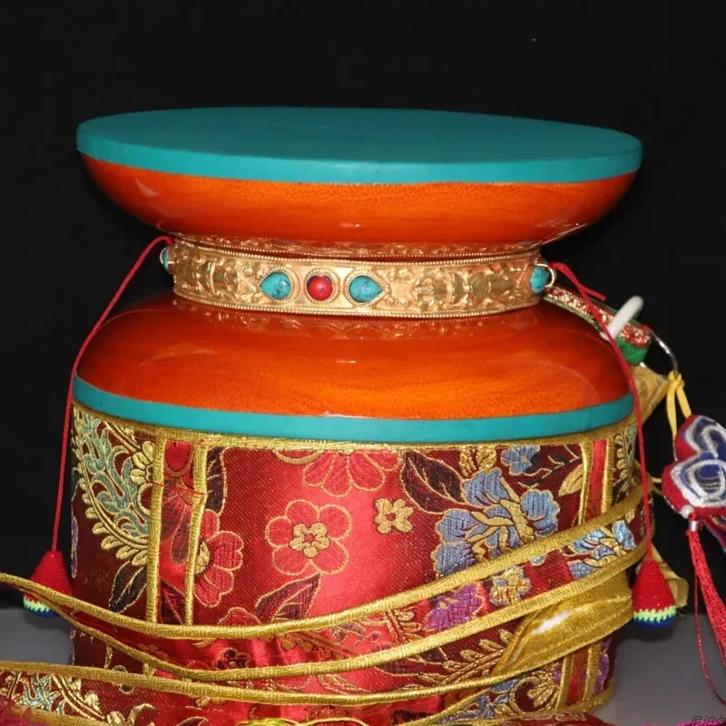 Gabala Dharma Drum Nepalese Hand Drums Rosewood Tibetan Tantric Tambourine with Bag Musical Instrument Exorcise Demons Zamaru