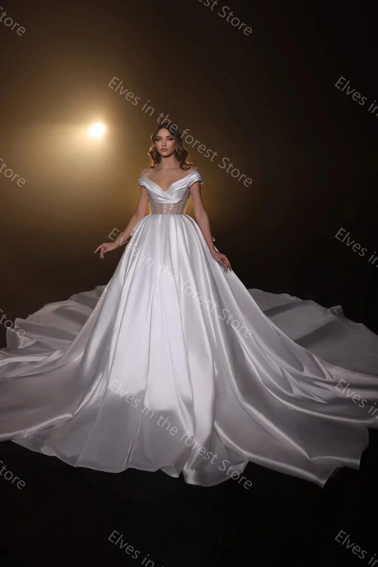 Vestido De fiesta Vintage, Vestidos De novia con cuello transparente, cuentas De cristales brillantes, Vestidos De novia con encaje encantador, Vestidos De novia personalizados