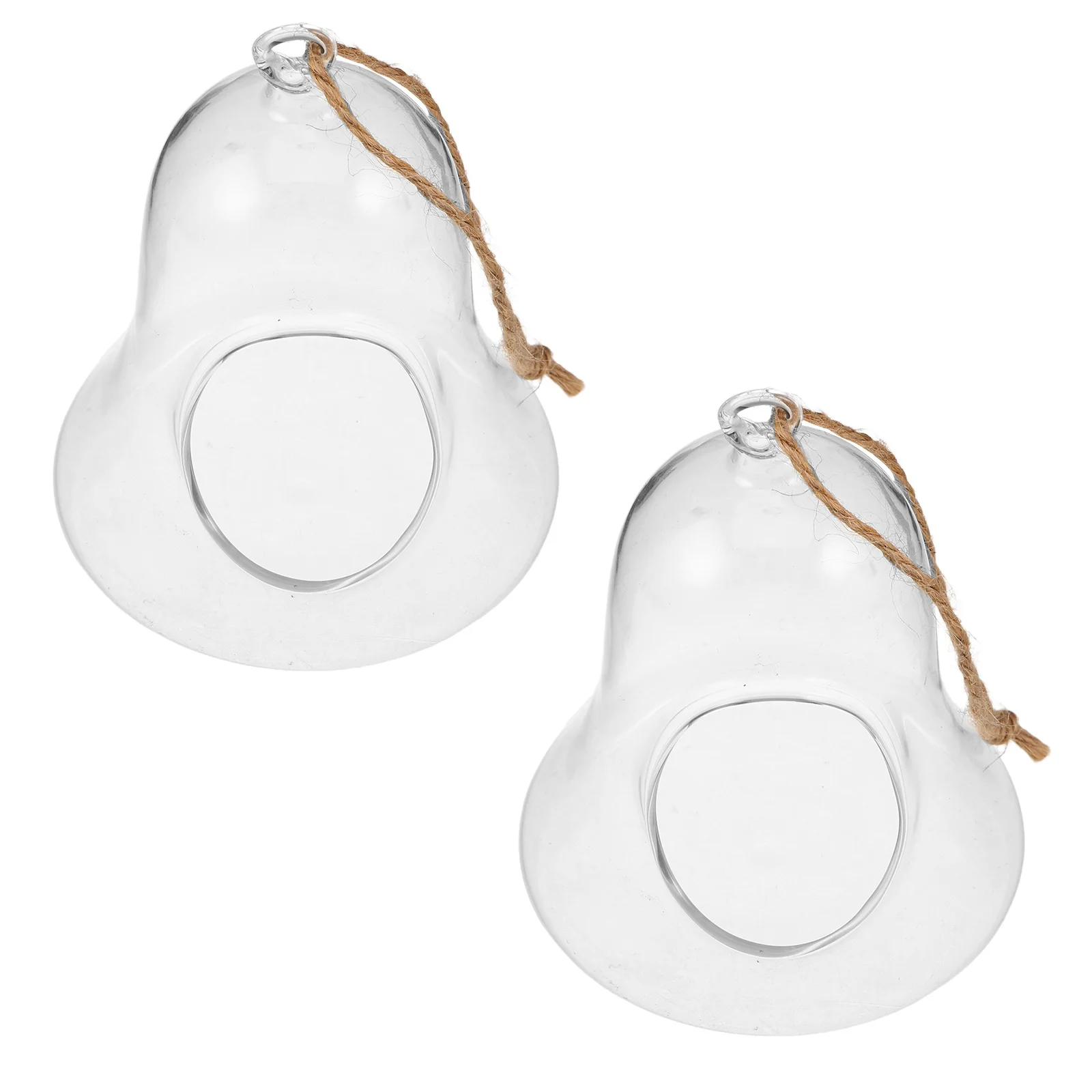 

2Pcs Christmas Bell Decor Transparent Glass Fillable Ornaments for Xmas Tree Holiday Parties DIY Hanging Decorations