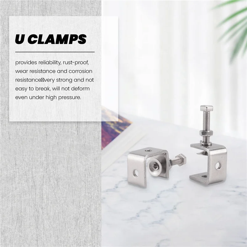 

AC23-6Pcs C Clamps,U Clamps For Metal Working, Small Desk Clamp With Stable Wide Jaw Opening & Protective Pads/I- Design