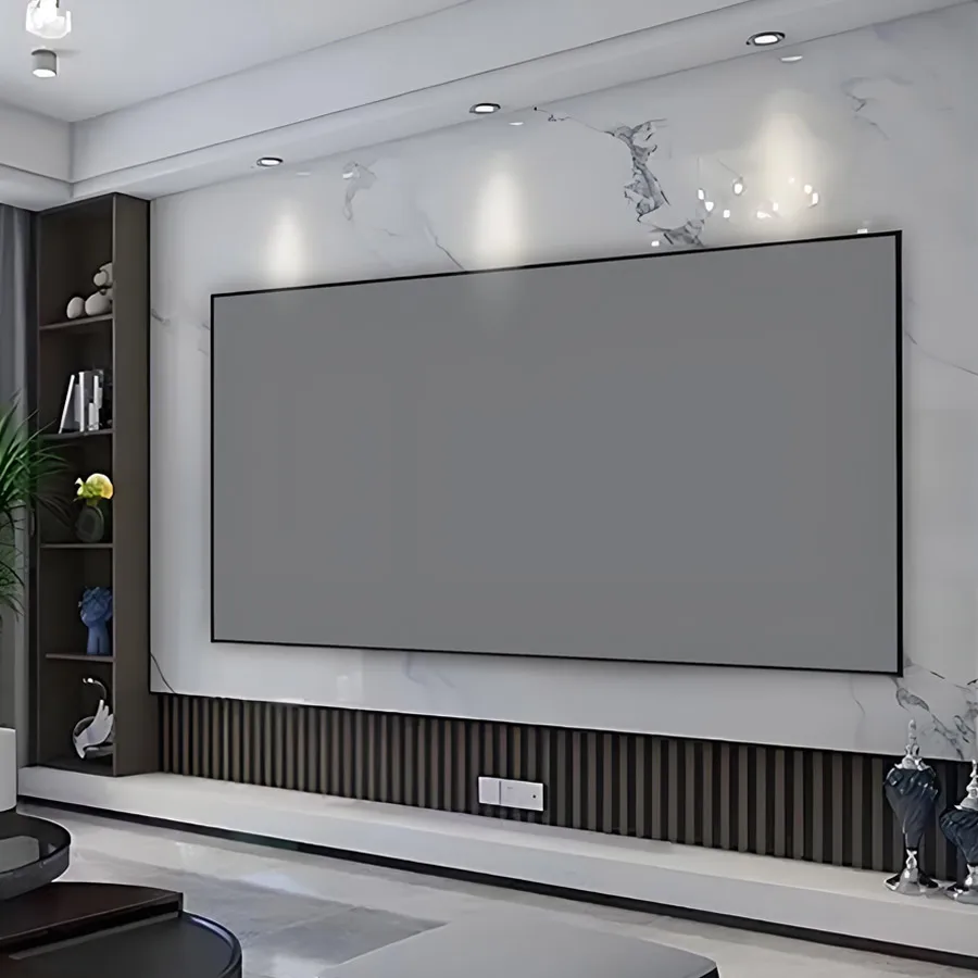 ALR Grey Crystal Projector Screen 100 120 130 150 Inch 16:9 Ambient Light Rejecting Fixed Frame with 7MM Border 4K 8K Projection