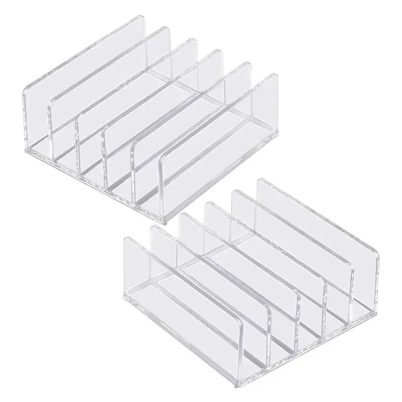 Eyeshadow Palette Organizer 2 Pack Clear Vanity Organizer Storage 5-Section Book Stand Acrylic Makeup Storage Organizer For