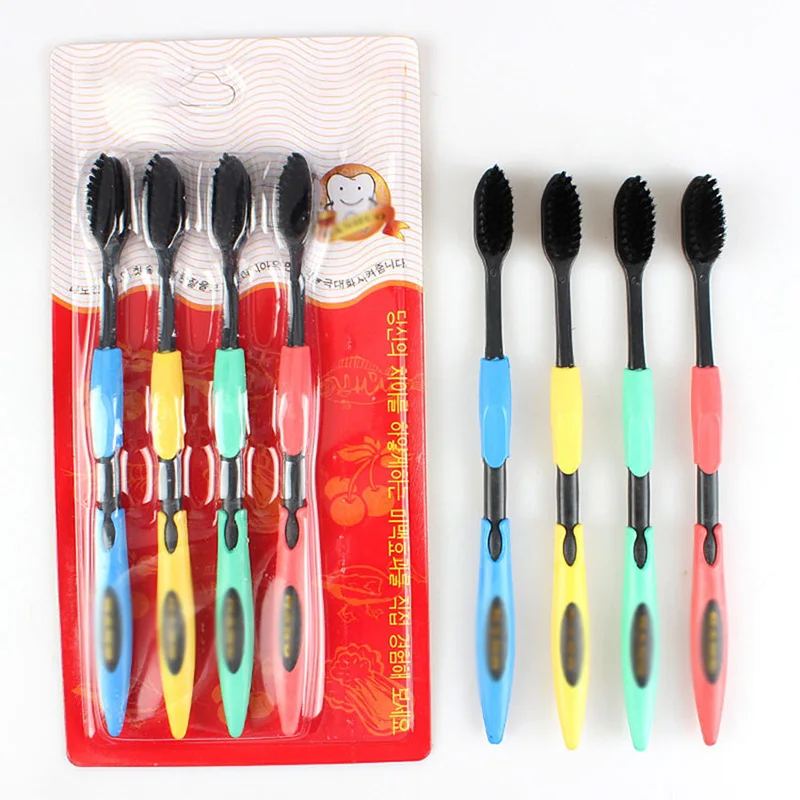 

4Pcs/set Soft Nano Bristles Bamboo Charcoal Toothbrushes PP Handle Cleaning Teeth Toothbrush, Adults Oral Care Tooth Brush