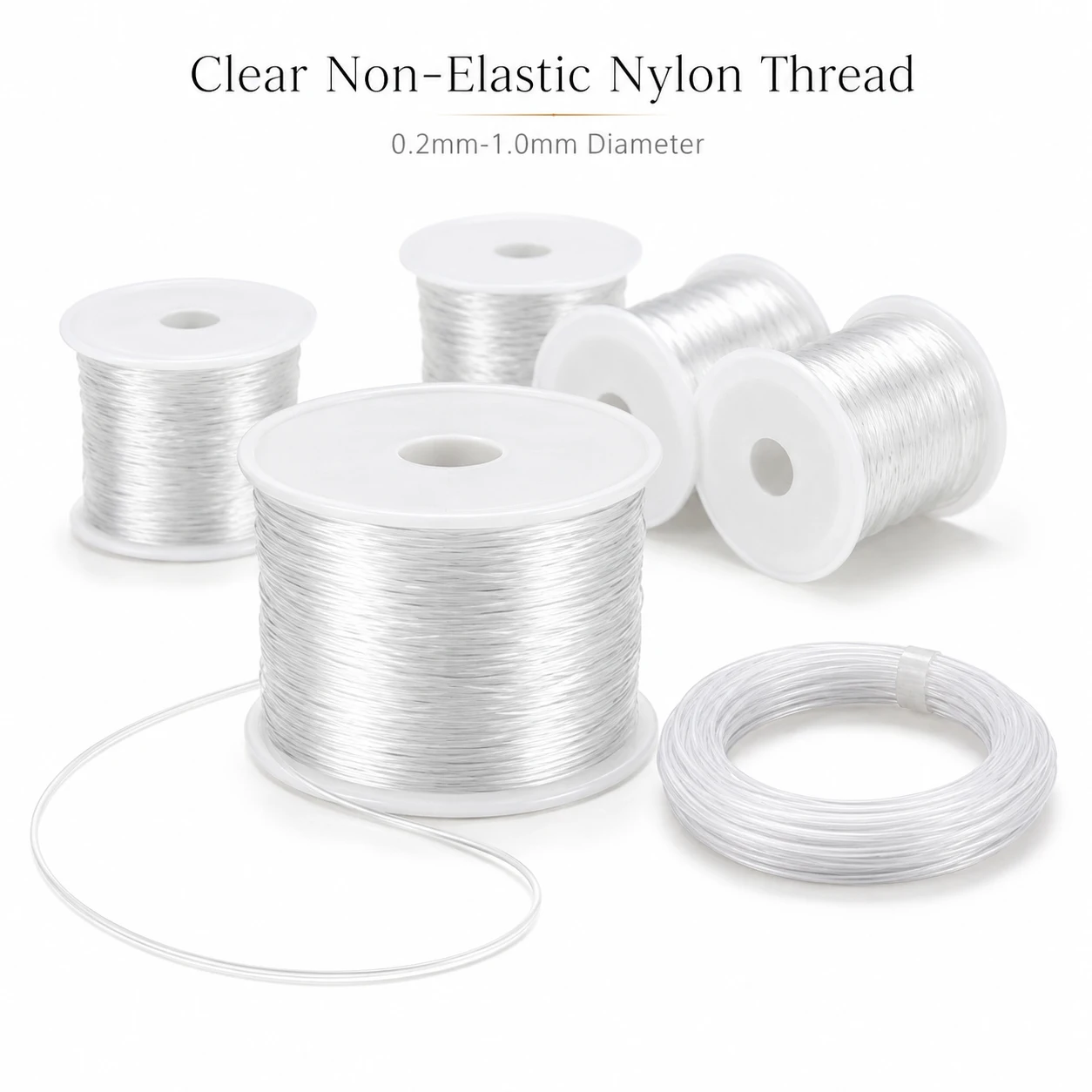 1pcs 0.2-1.0mm Clear Plastic Crystal Non-Stretch Cord, Nylon Fishing Line Beading Thread Wire for Jewelry Making Supplies