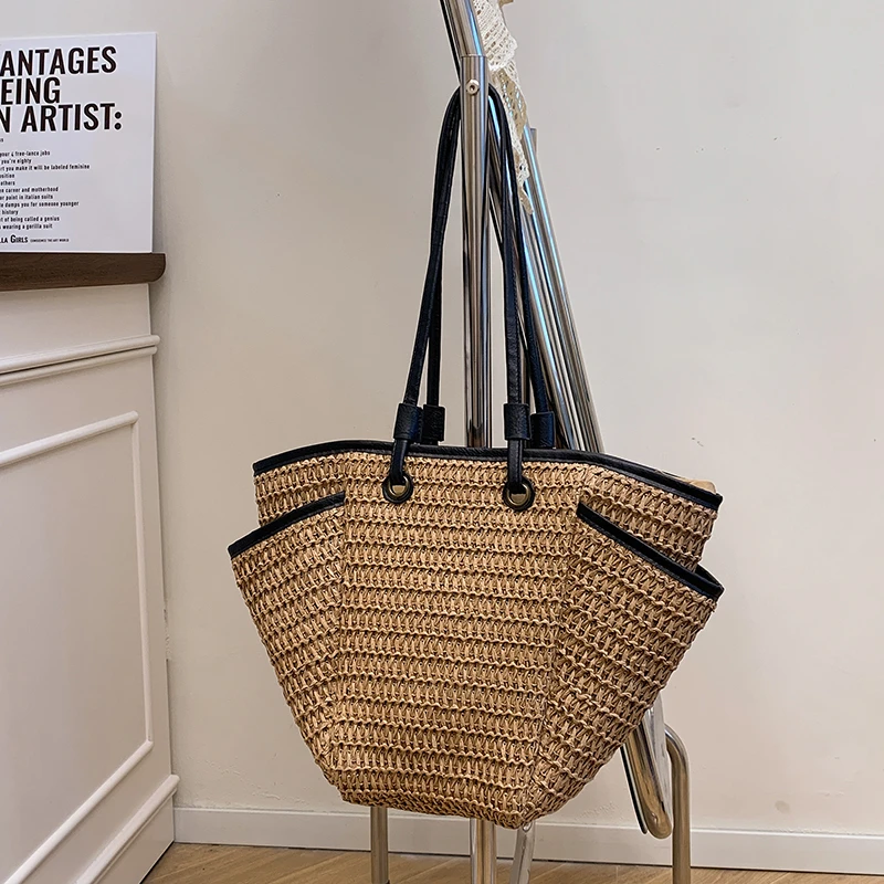 

Large Capacity Knitting Shoulder Bag Solid Zipper Casual Tote Summer Versatile Handbag Hot Sale Bags for Women Bolsas Femininas