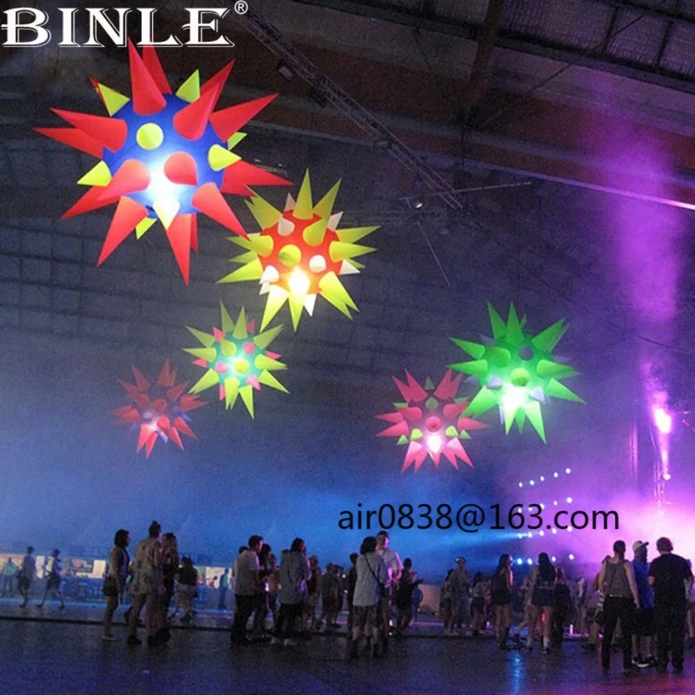 Glow Giant Inflatable Spiky Balls,Light-Up Inflatable Spike Led Star for Party Wedding Nightclub Ceiling Hanging Decoration