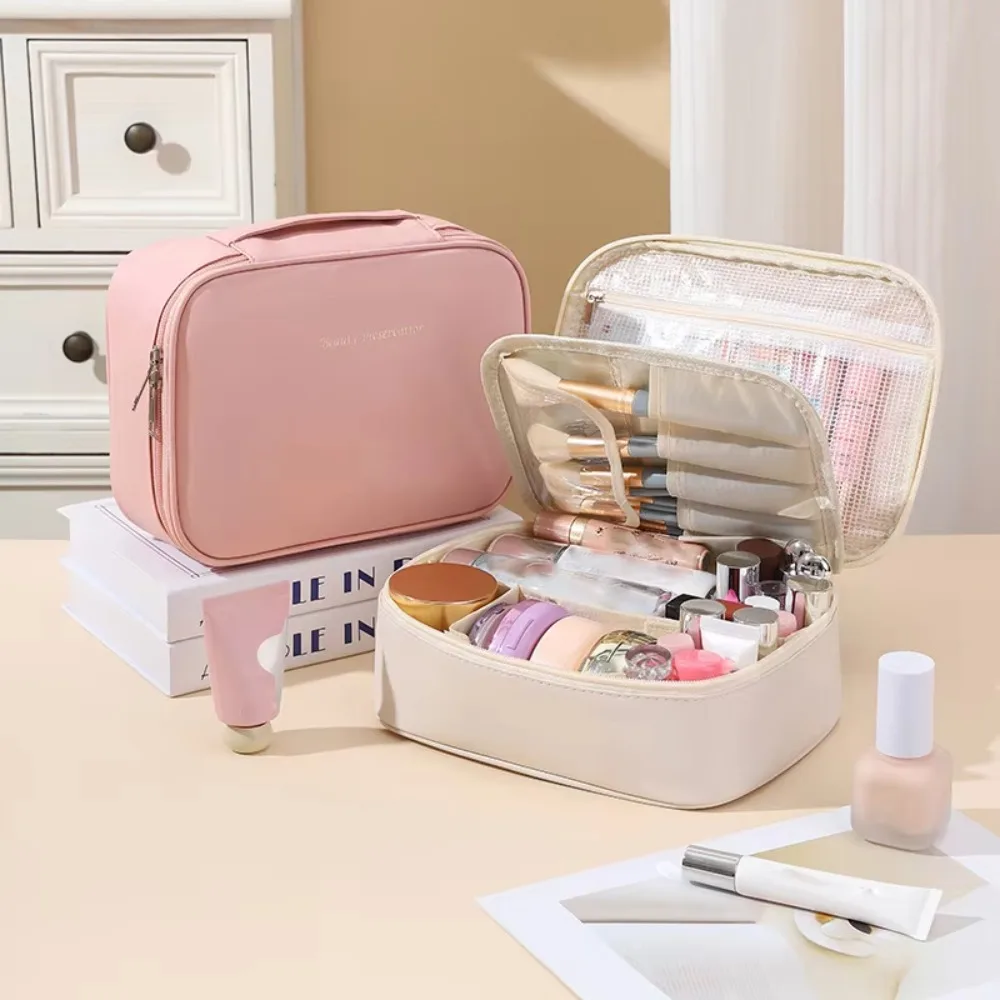 

PU Leather Cosmetic Bag​​ Waterproof Large Capacity ​​Travel Organizer​​ ​​Luxury​​ Multi-function ​​Toiletry Bag​​ for Women