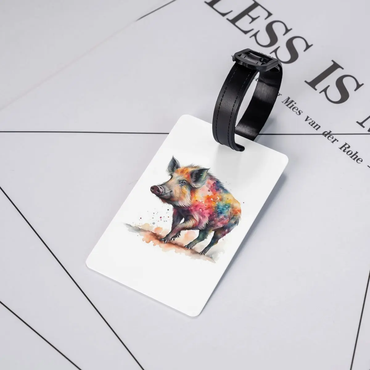 

Яркие акварельные бирки для багажа с изображением кабана, аксессуары для чемоданов, этикетки для путешествий, держатели для багажных бирок, именные бирки с адресом