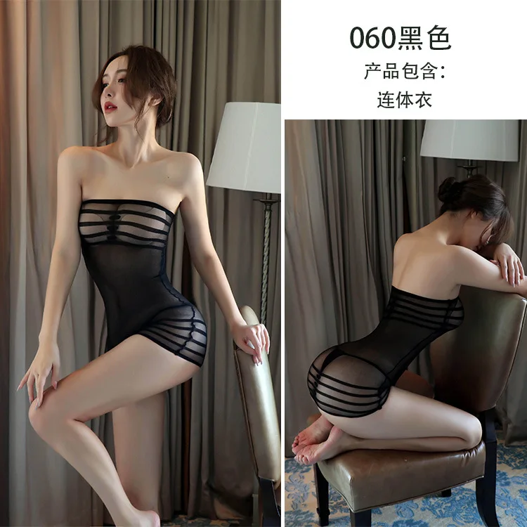 

Длинное ночное сексуальное женское белье, прозрачное искушение, сексуальные цельные ажурные чулки, одежда для сна с открытой промежностью, нижнее белье 060