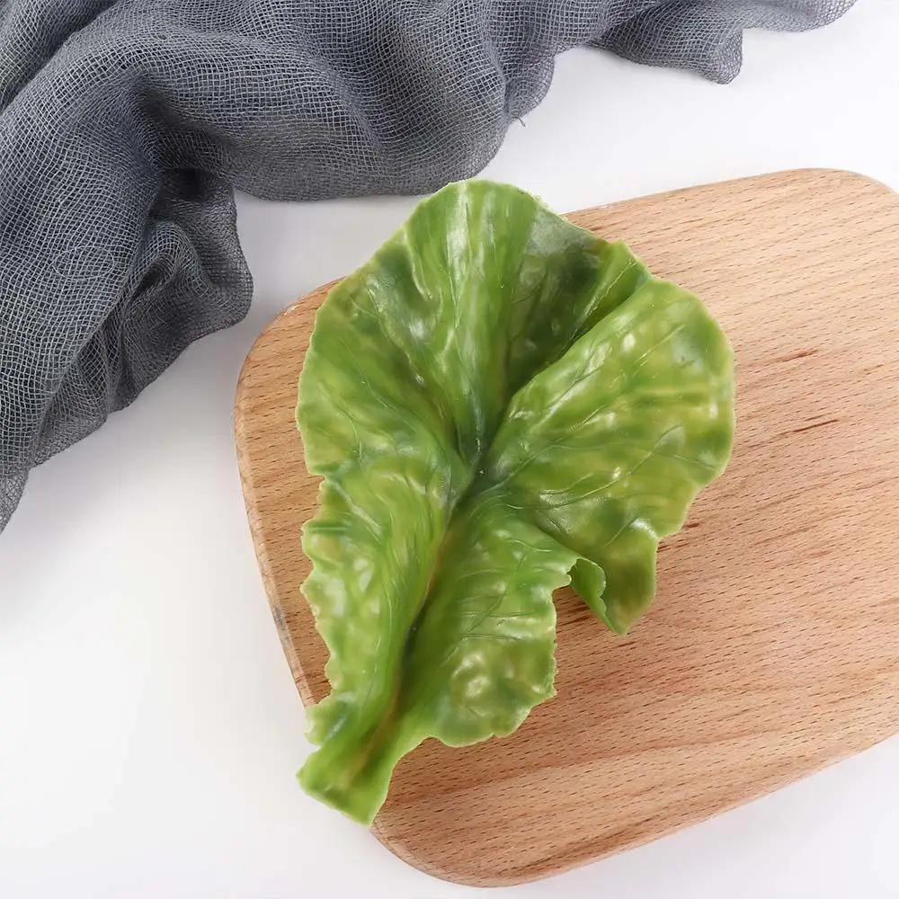 PU 1Pcs Simulation Kitchen Decor Artificial Lifelike Lettuce Adornment Lettuce Leaves Vegetable Model Kids Toy