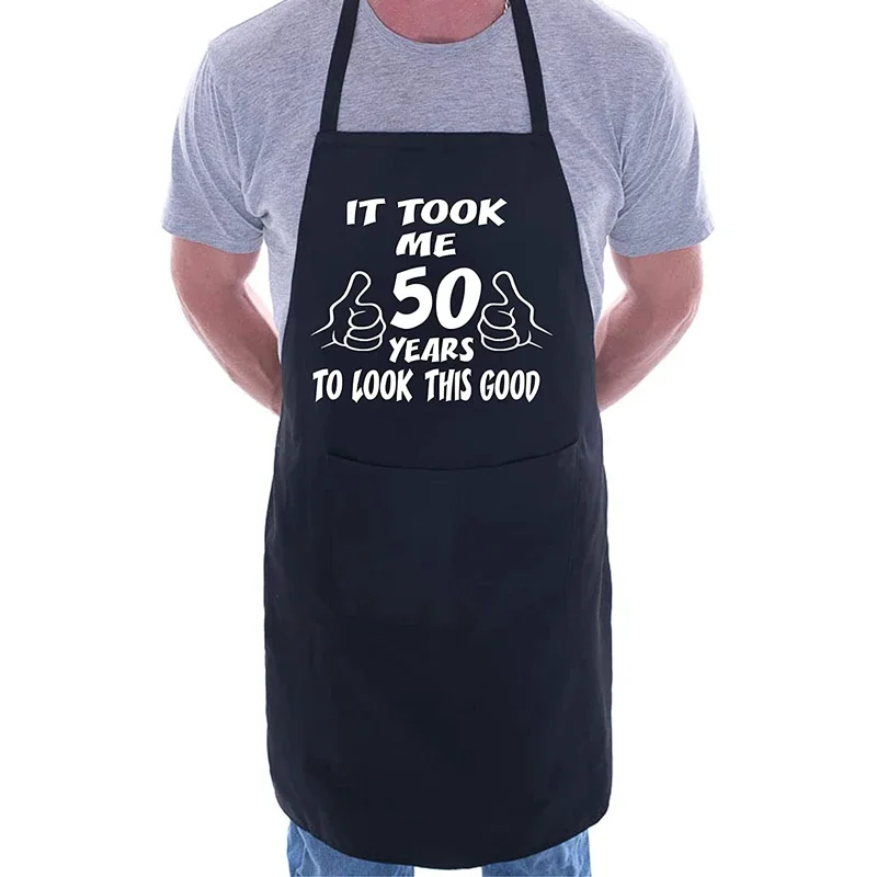 Dad mom uncle Aunt friend sister husband wife Fifty 50 years old 50th Birthday party gift present family BBQ decoration apron