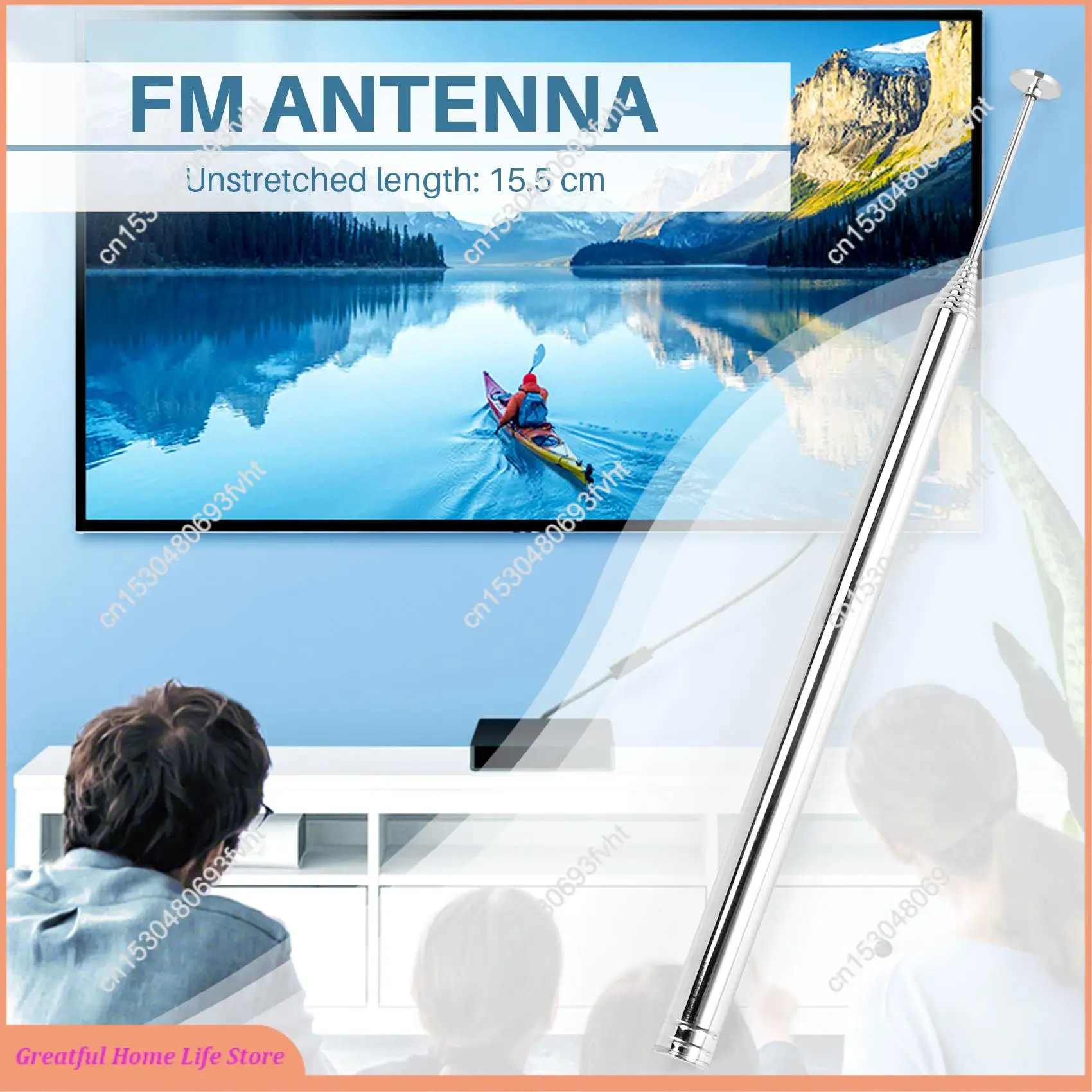 AT59 115 Cm 10 Section Telescopic Antenna FM AM Radio