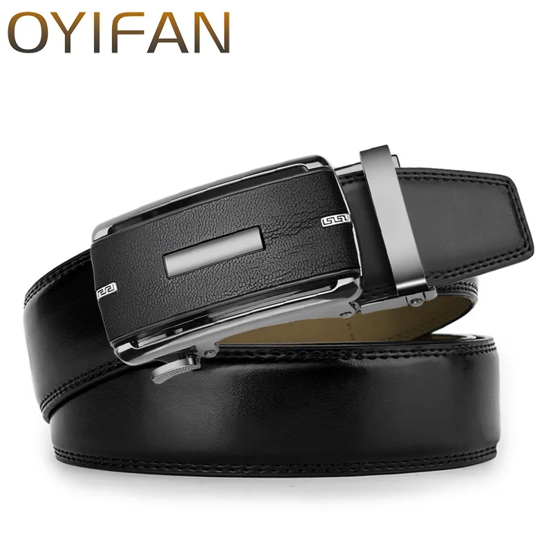 OYIFAN Men Belt Automatic Buckle Belt Genune Leather Wysokiej jakości paski dla mężczyzn Skórzany pasek Casual Buises for Jeans belt men