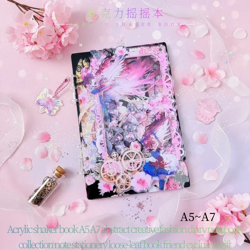 Acrylic Shaker Book A5 A7 Abstract Creative Fashion Diary Notebook Collection Note Stationery Loose-Leaf Book Friend Exclusive G - view 2