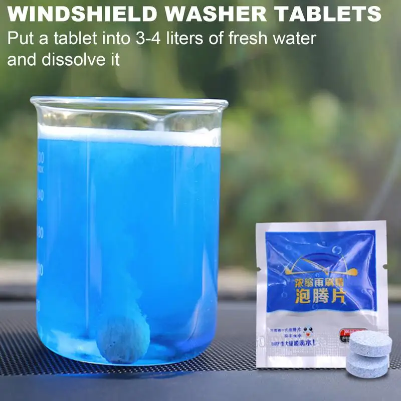 Car Windshield Cleaner Effervescent Tablet Universal Window Glass Washer Fluid Concentrated Solid Set Remove Stains Clear Vision