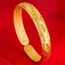 KOFSAC Romantic Starry Sky Star Bangle For Women Birthday Gift Elegant 925 Silver Gold Color Jewelry Buddhist Scripture Bangles