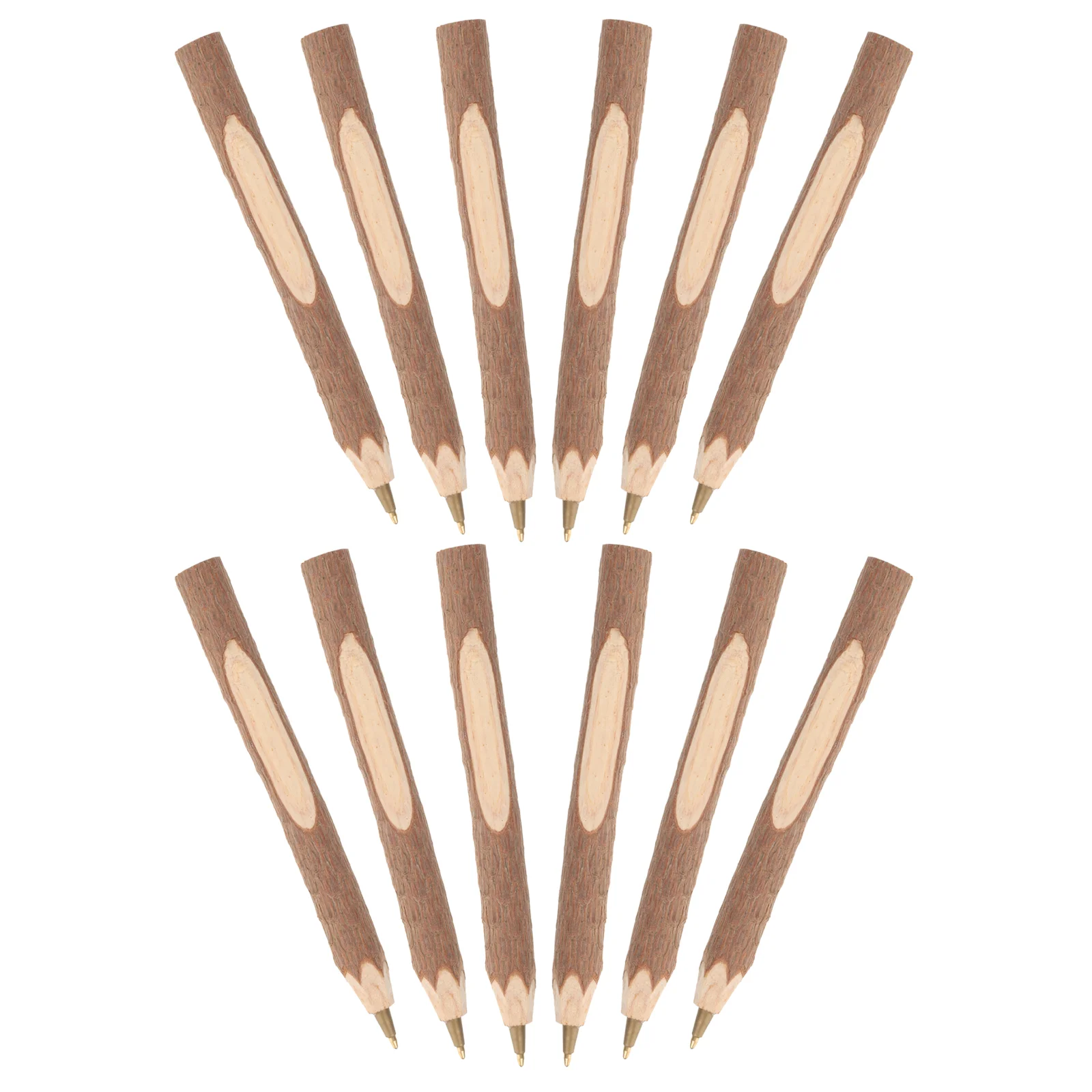 12pcs Bark Wood Ball Pens Creative Ballpoint Pen School Office Stationery Supply (13cm) ballpoint pens