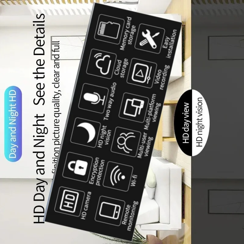 Mini Camera WiFi Wireless Smart Home Security Camera HD Infrared Night Vision Auto‑Tracking Remote Viewing Surveillance Device