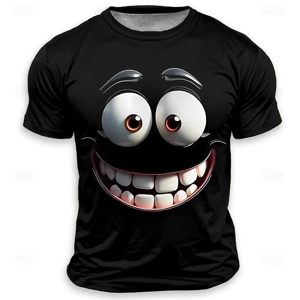 

Summer men's T-shirt loose top casual round neck short sleeve fashion 3D cartoon expression print sports casual fashion T-shirt