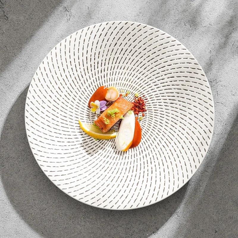 

Meteor shower plate Household dish plate Premium sense White ceramic pasta Western food plate Hotel tableware Round