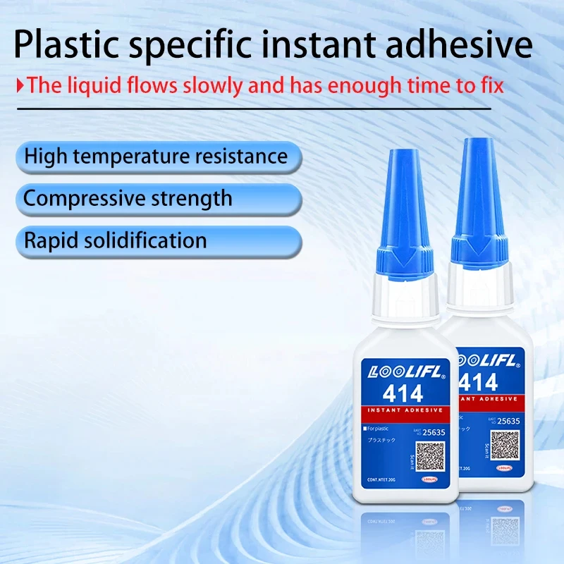 1-3pcs 20ml Pegamento para Plástico, FOOLIFL 414 SUPER GLUE, 10s Adhesivo de Cianoacrilato de Secado Instantáneo, Pegamento DIY para Plástico/Piel/Caucho/Madera, Herramienta de Reparación Eficaz.