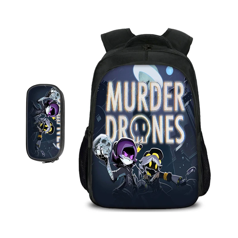 Murder Drones double-layer backpack pencil case two-piece set versatile trendy school boy and girl birthday best gift