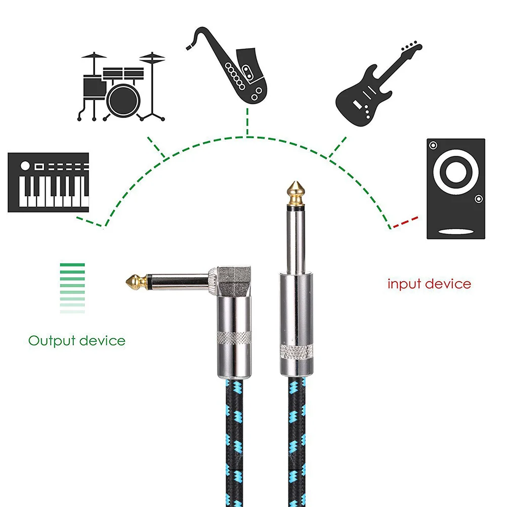 

6.35Mm Audio Cable Guitar Instrument Cable Supple Flexible Noise Reduction For Electric Bass Guitar Keyboard Amplifier