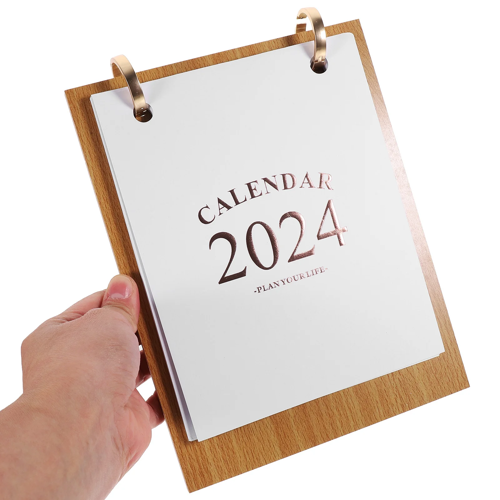 2024 Wood Desk Calendar Tabletop Desktop Calendar Stand Style Monthly Planner Practical Office Home Decoration - Image 2