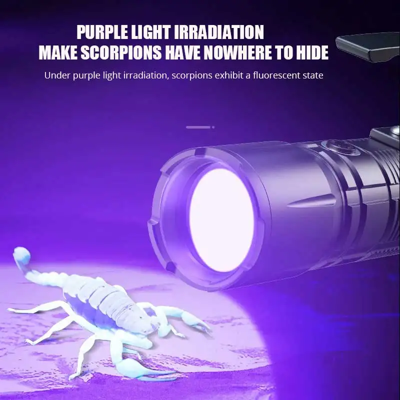 10000MAH 90W 365nm UV Flashlight Fluorescent Antigen Reagent Detection Lamp 30W Torch Mirror Woodruff Special Identification