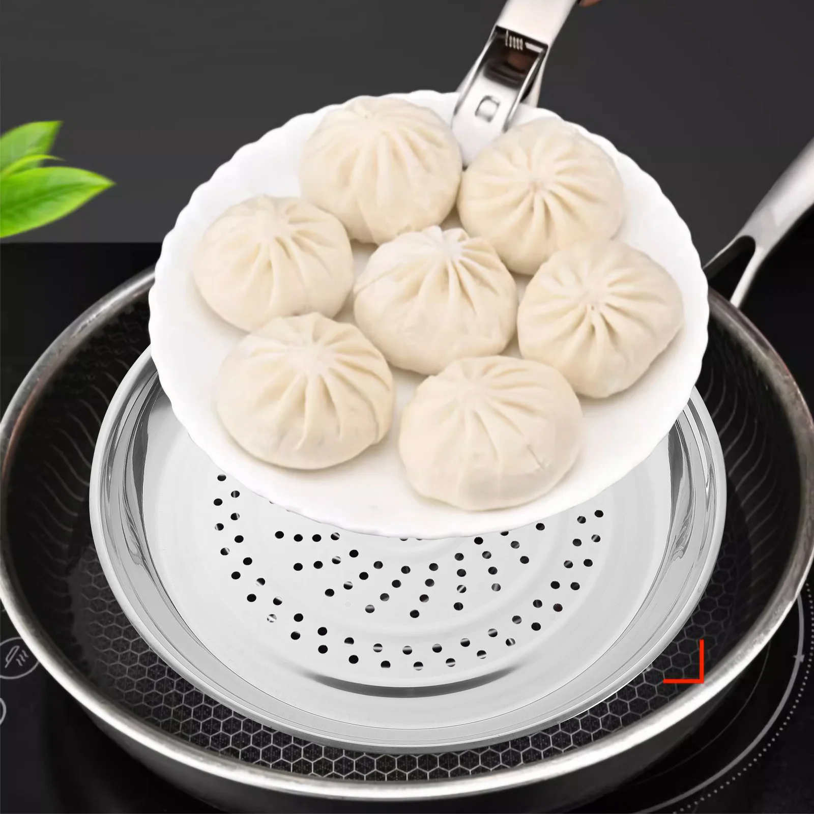 

Стойка для пароварки из нержавеющей стали 34 см, сверхмощная посуда для приготовления на пару отверстий вока, даже нагрев, пищевая кухонная посуда, паровая тарелка